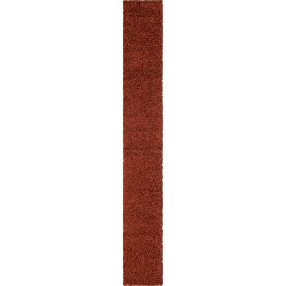 Solid Shag Collection Area Rug (2 ft. 7 in. x 19 ft. 8 in. Runner Terracotta) price history on PriceWatchPro