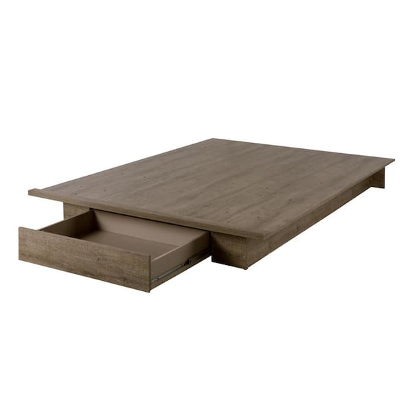 South Shore Holland 1-Drawer Full/Queen-Size Platform Bed in Weathered Oak