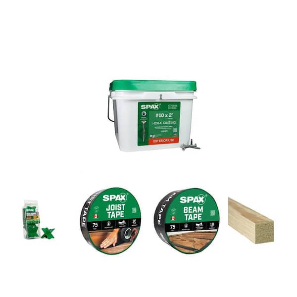 #10 x 2 in. Deck Screws (1500-Count), Spacer Tool (3-Each), Deck Tape (1-Pack Each) with 4 in. x 4 in. x 8 ft. Timber