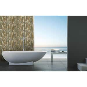 Bark Brown 12 in. x 12 in. Linear Glass and Stone Mosaic Wall Tile (22.44 sq. ft./Case)