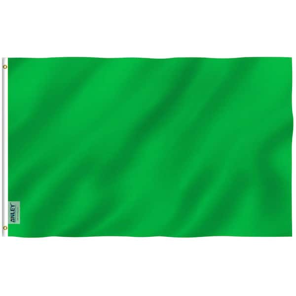 ANLEY Fly Breeze 3 ft. x 5 ft. Polyester Solid Green color Flag 2-Sided Flags Banner with Brass Grommets and Canvas Header