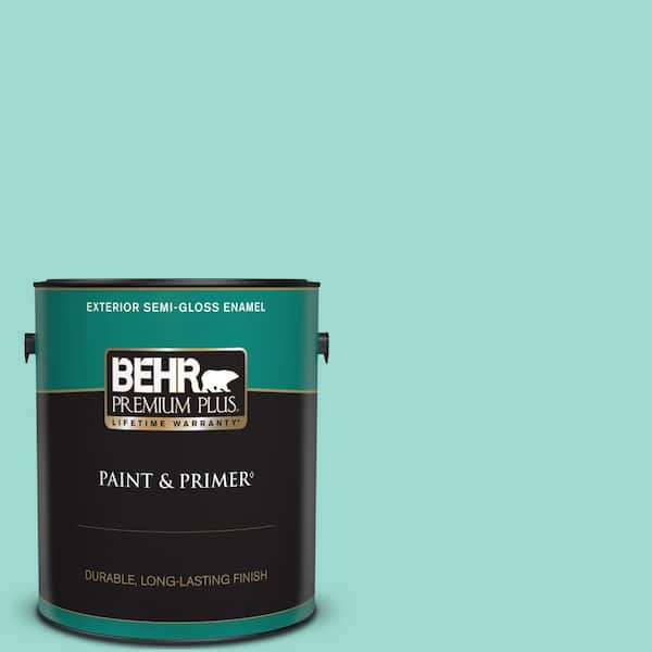 BEHR PREMIUM PLUS 1 gal. #P440-3 Fish Pond Semi-Gloss Enamel Exterior Paint & Primer