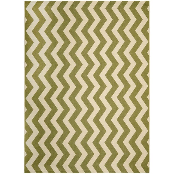 SAFAVIEH Courtyard Green/Beige 9 ft. x 12 ft. Geometric Indoor/Outdoor Patio  Area Rug