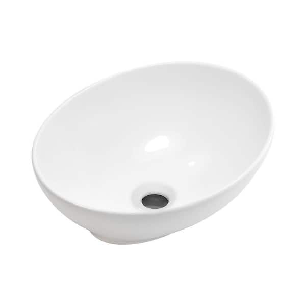 ARCERA 16 in. x 13 in. Oval Ceramic Countertop Vessel Bathroom Sink in White