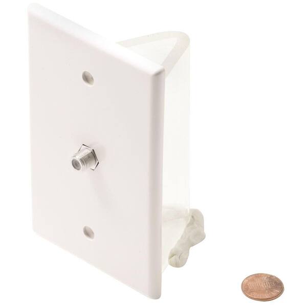 Steren 1 Gang Midsize TV Wall Plate with Coupler - White