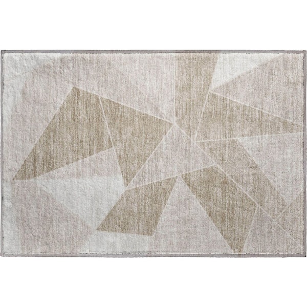 Addison Rugs Mayfield Premium Machine Washable Indoor/Outdoor Geometric AMF636 Taupe 1 ft. 8 in. x 2 ft. 6 in. Area Rug