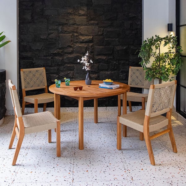 Cambridge Casual Cambridge Casual Zenith 5-Piece Teak Wood Outdoor Dining Set with Round Dining Table