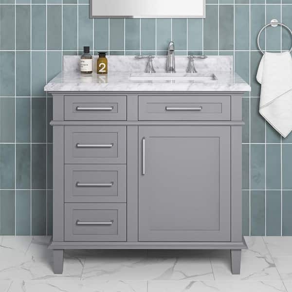 Home Decorators Collection Sonoma 36 in. Single Sink Pebble Gray Bath Vanity with Carrara Marble Top (Assembled)