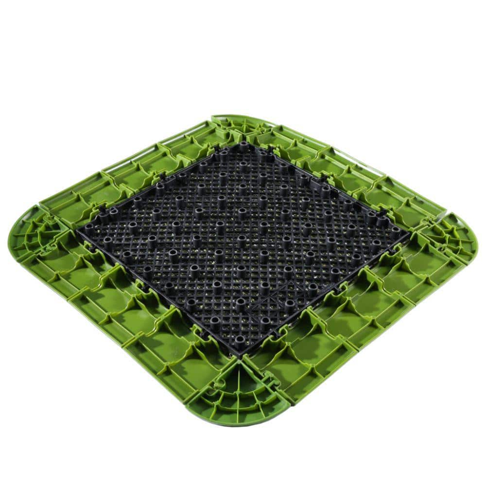 Green Plastic Interlocking Deck Tile Edge Kit, 12" x 3"