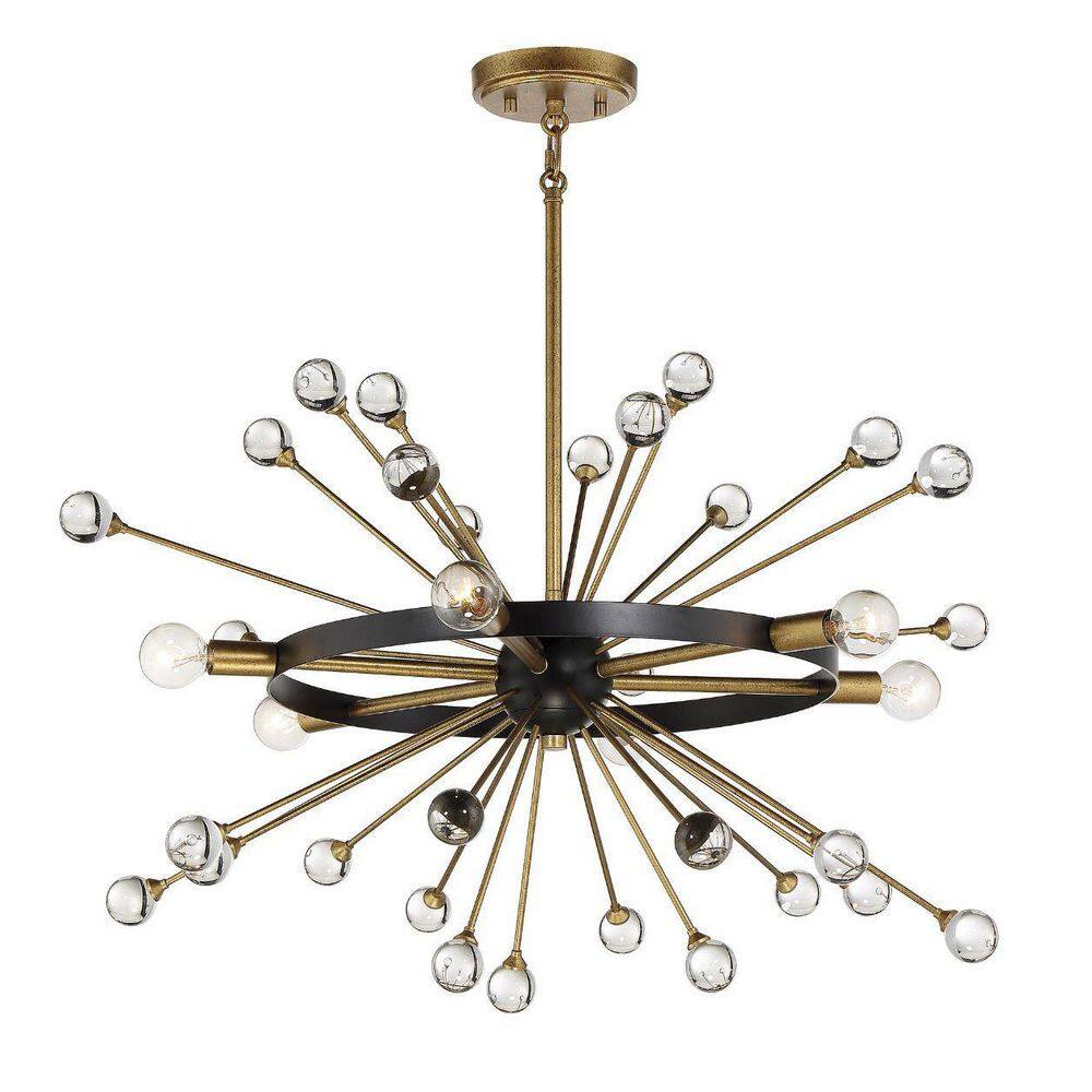Como Black and Gold Crystal Sputnik Chandelier