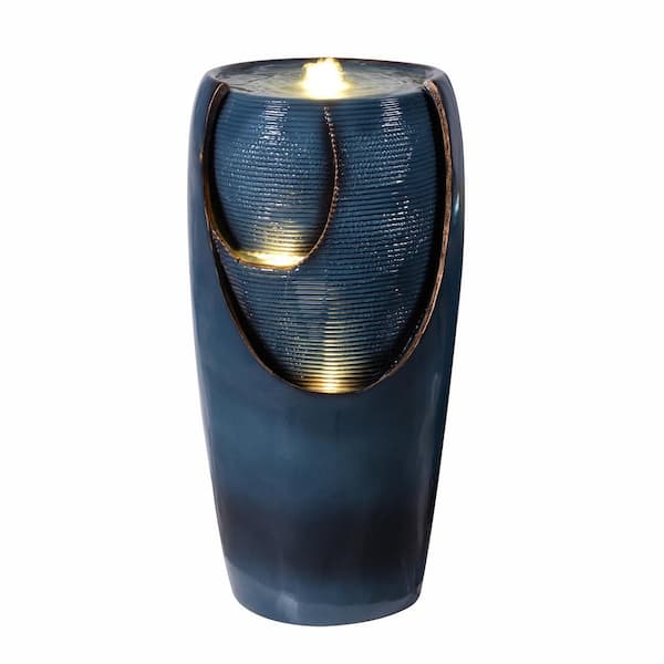 HI-LINE GIFT LTD 28.5 in. Bubbling Water Cascade Fountain W/LEDs Indoor/Outdoor Use