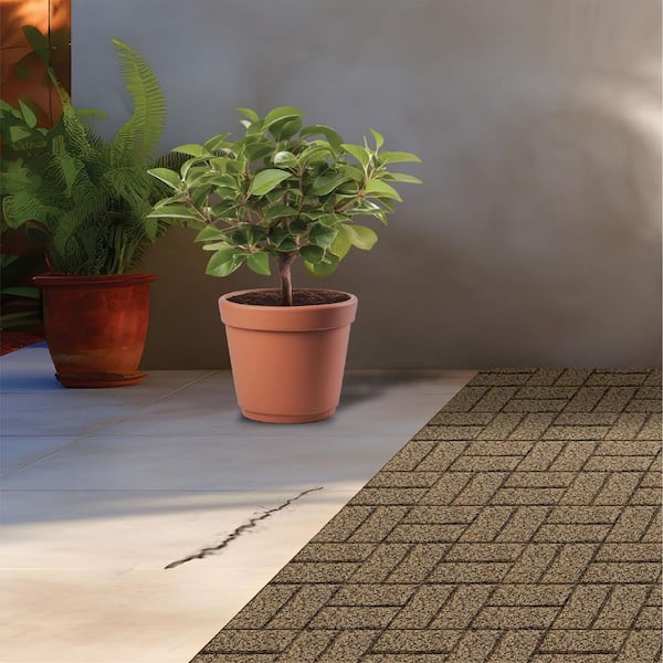 16 in. x 16 in. x 3/4 in. Black/Tan Blended Dual-Sided Rubber Paver (9-Pack)