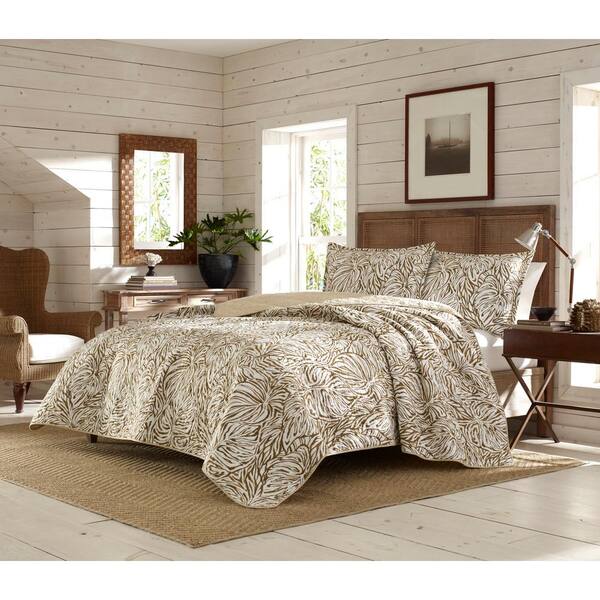 Tommy Bahama Kenya 3-Piece Brown Floral Cotton King Quilt Set