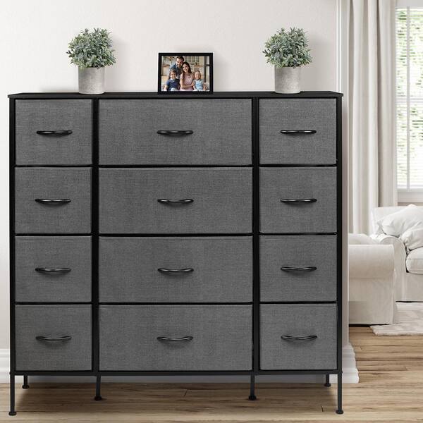 Lakefront Wide Drawer Dresser Storage Organizer 5-Drawer Closet Shelves (11.4D x 39.3W x 21.6H), Grey