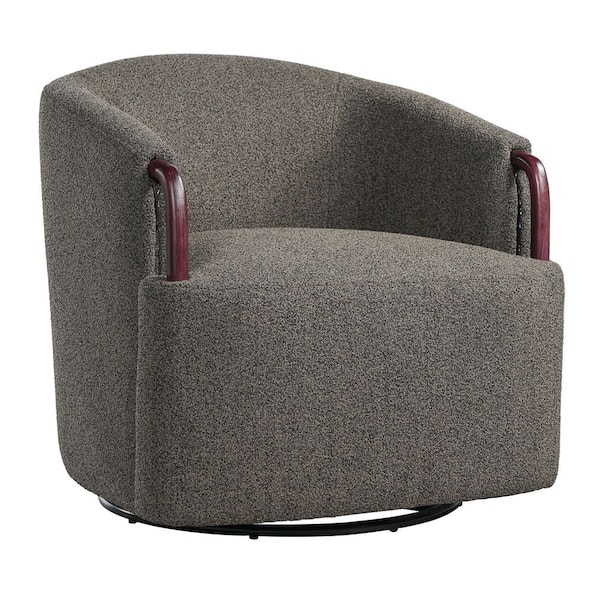 Wolf Multi-Brown 29.21 in. Polyester Upholstered Swivel Accent Arm Chair