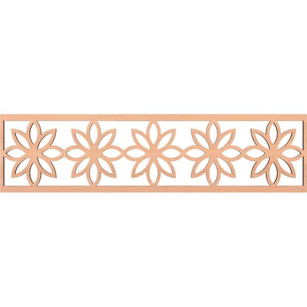 Ekena Millwork Daisy Fretwork 0.375 in. D x 47 in. W x 12 in. L Alder Wood Panel Moulding