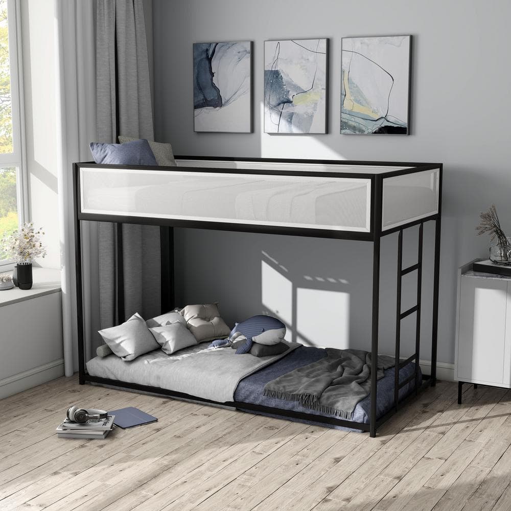 Nogren White/Black Twin Low Profile Metal Bunk Bed price history on PriceWatchPro