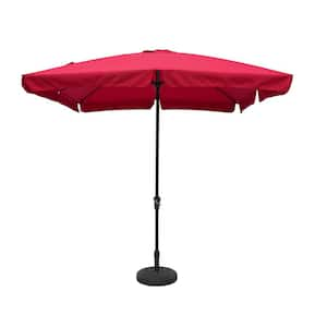 8 ft. x 10 ft. Square Crank Design Skirt with Skylight Outdoor Market Umbrella in Red with Base