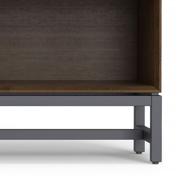 Banting 30 in. H Walnut Brown Solid Hard Wood 1-Shelf Low Wide Bookcase