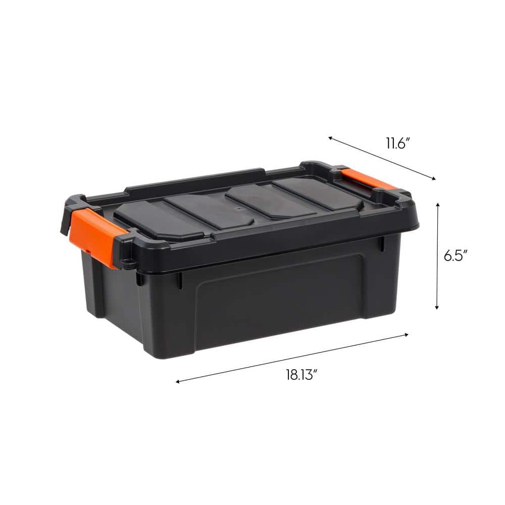 13 Quart Black Heavy Duty Stackable Storage Bin with Lid