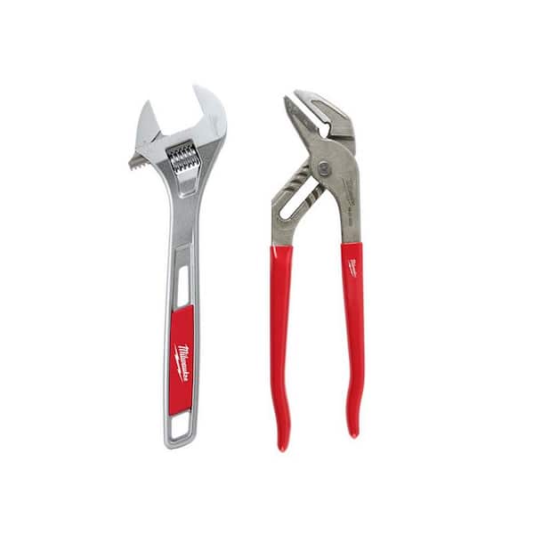 Milwaukee 12 in. Adjustable Wrench with 10 in. Smooth Jaw Plier (2-Pieces)