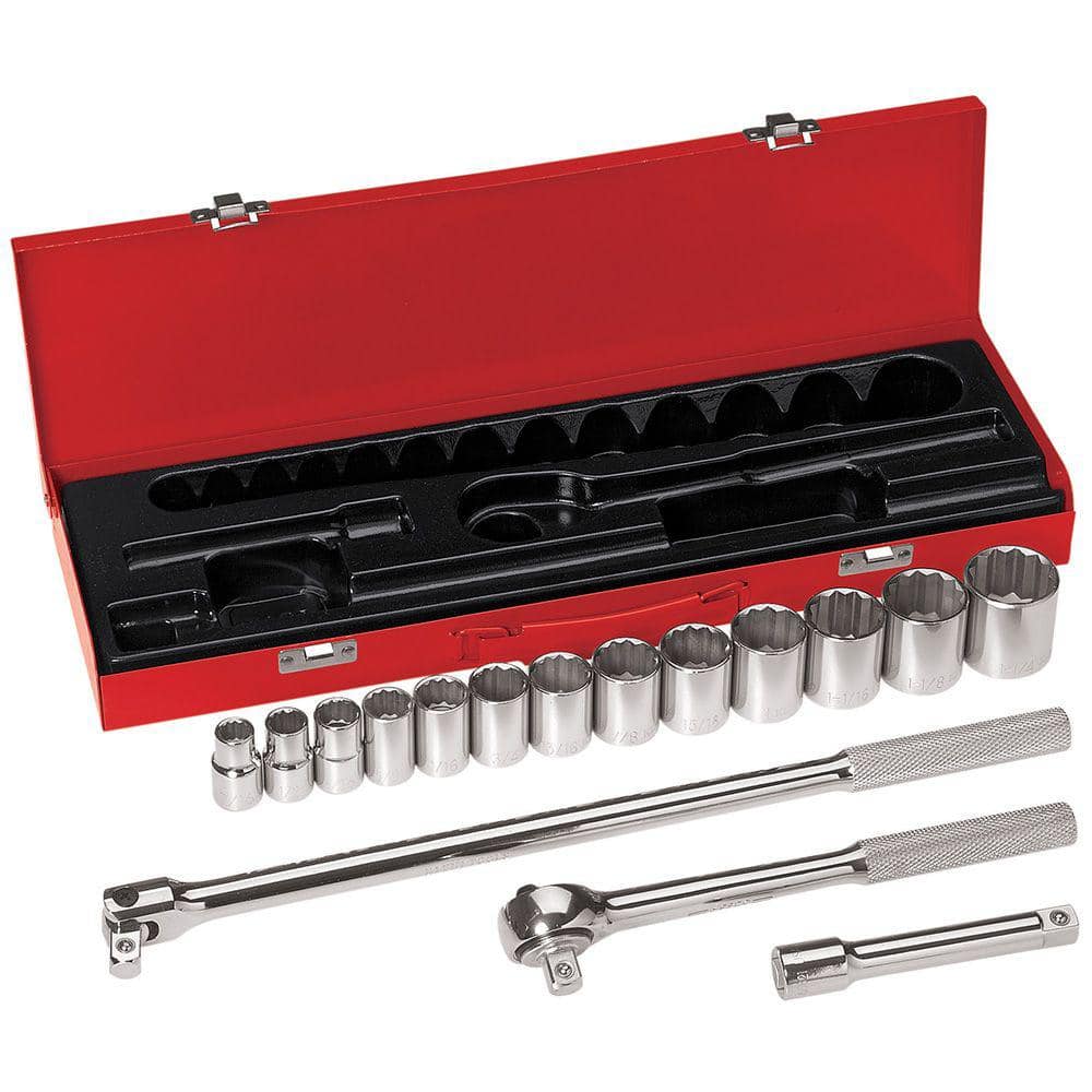 Klein Tools 1/2 in. Drive Socket Wrench Set (16-Piece) 65512 - The