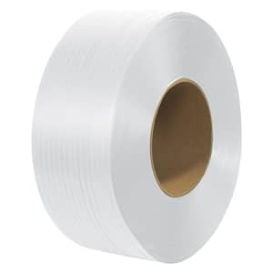 Packaging Polypropylene (PP) Strapping Roll, 9,900 ft. Length x 1/2 in. Width x 0.03 in. Thickness, 243 lbs., White