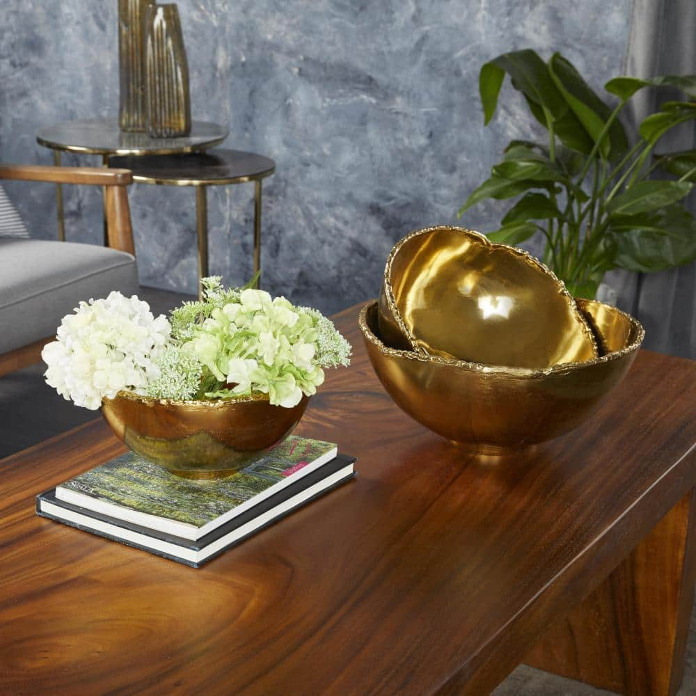 Gold Hammered Decorative Tray, Gold Fruit Tray , White & Gold outlet Decorative Bowl