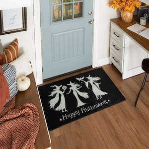 Witch Trio Black 2 ft. 6 in. x 4 ft. 2 in. Machine Washable Holiday Area Rug