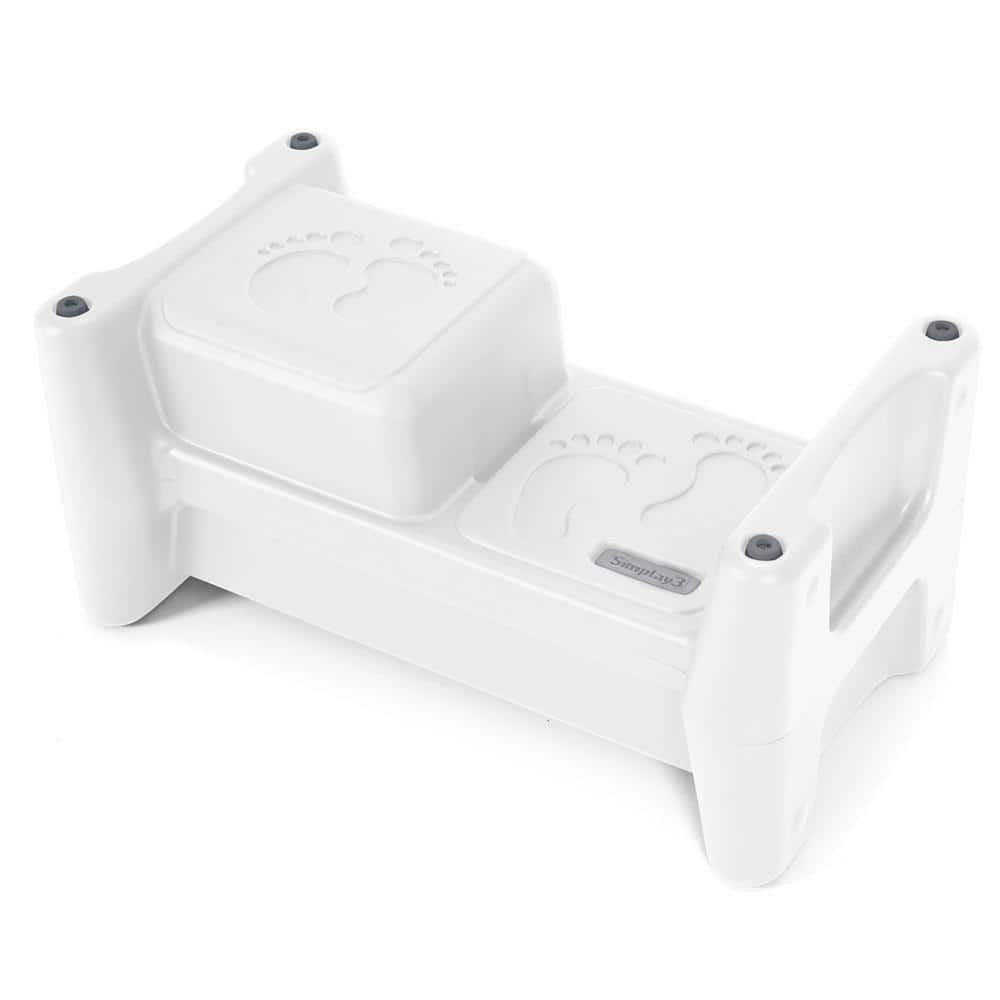 White Lightweight Plastic 2-Step Sibling Step Stool
