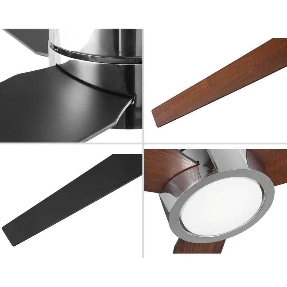 Braden 56'' Polished Chrome 3-Blade Hugger Ceiling Fan with LED Light