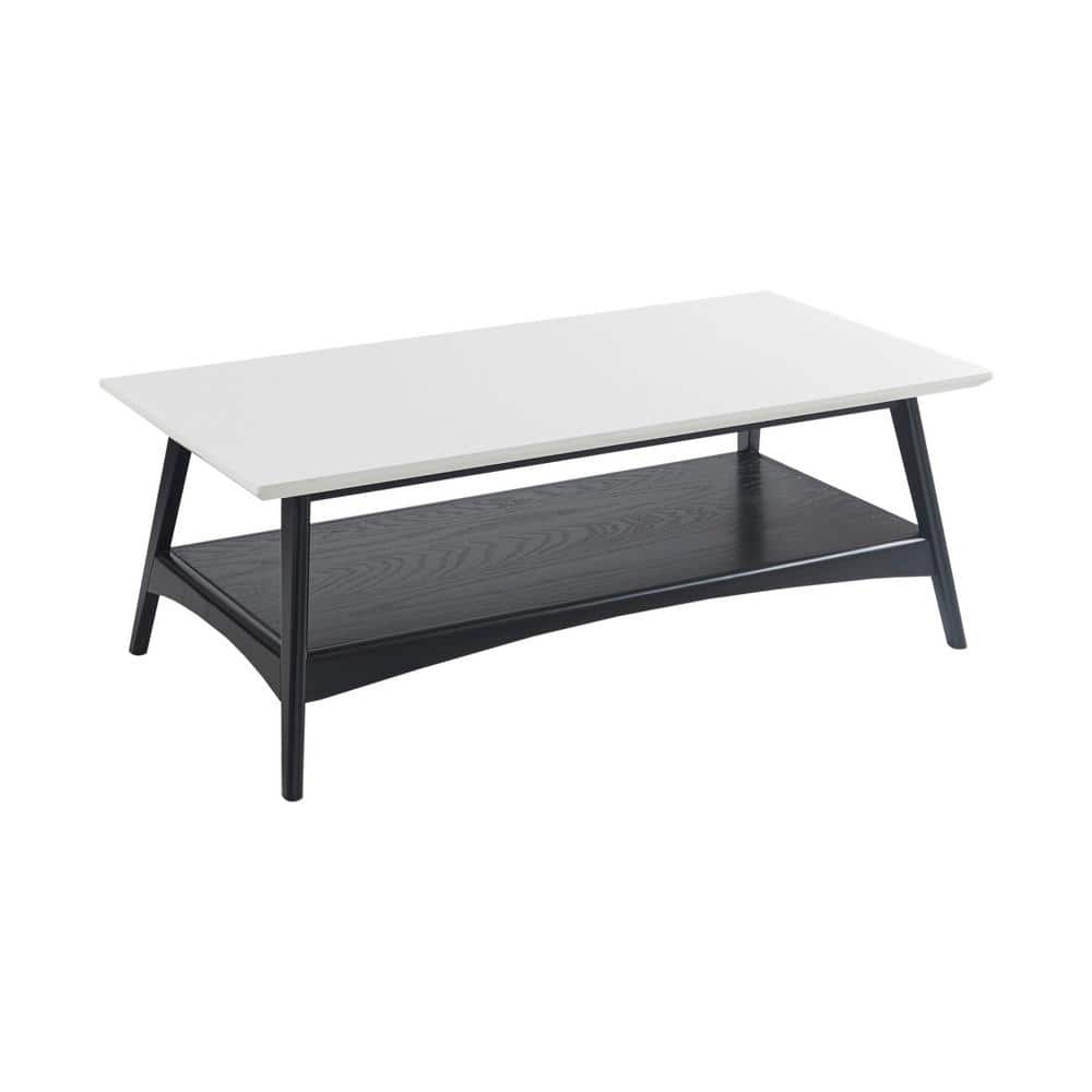 Parker Midcentury Off-White and Black Rectangular Coffee Table