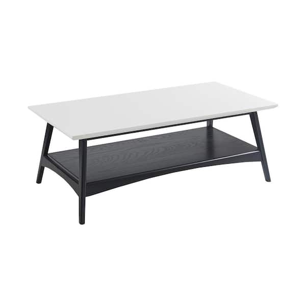 Avalon 48 in. Off-White/Black Rectangle Wood Coffee Table