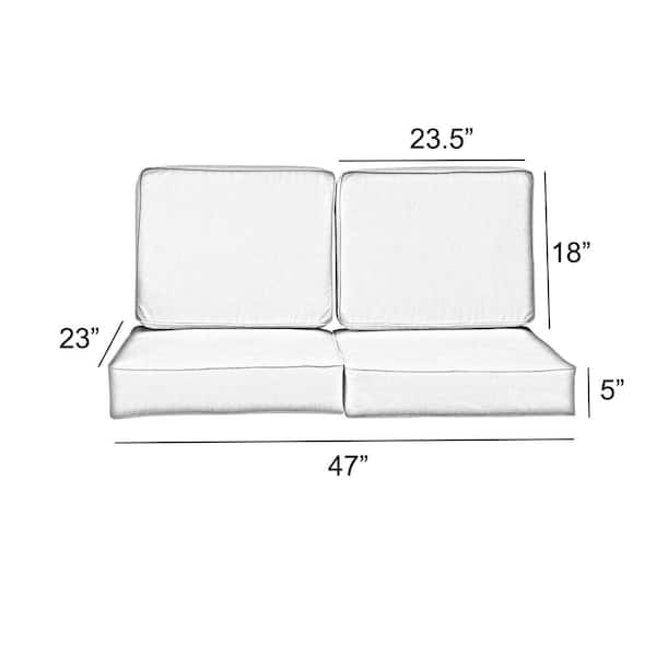 SORRA HOME 23 x 23.5 x 18 (4-Piece) Deep Seating Indoor/Outdoor Loveseat Cushion in Sunbrella Stanton Greystone