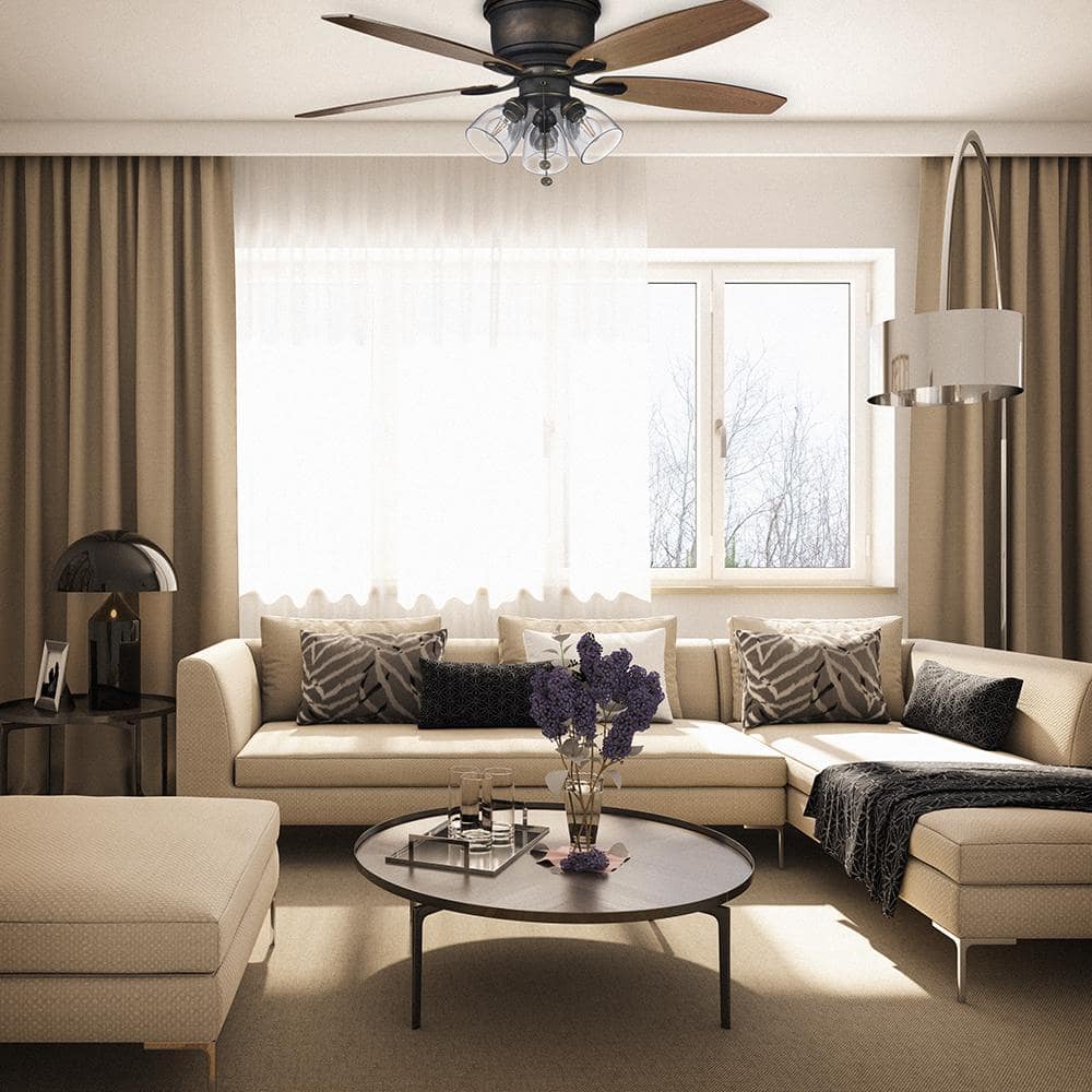 Hampton Bay Stoneridge 52 in. Indoor LED Bronze Hugger Ceiling Fan