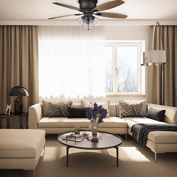 Stoneridge 52 in. Indoor LED Bronze Hugger Ceiling Fan with Light Kit, 5 Reversible Blades and Reversible Motor