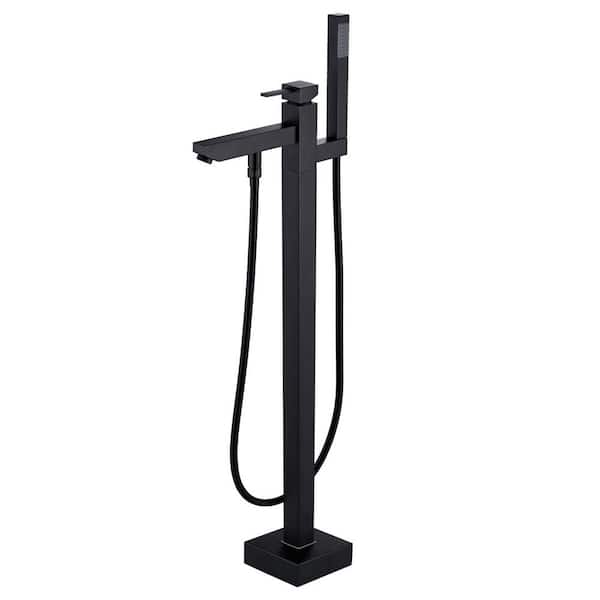 Satico Single-Handle Floor Mounted Freestanding Tub Faucet with Hand Shower in Matte Black