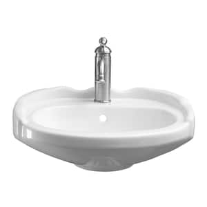 Silvi 20 in. Wall-Hung Sink in White with 1 Faucet Hole