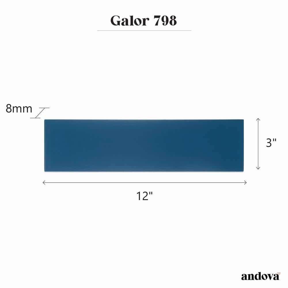 Galor-Nayim 3" x 12" Glossy Blue Ceramic Wall Tile