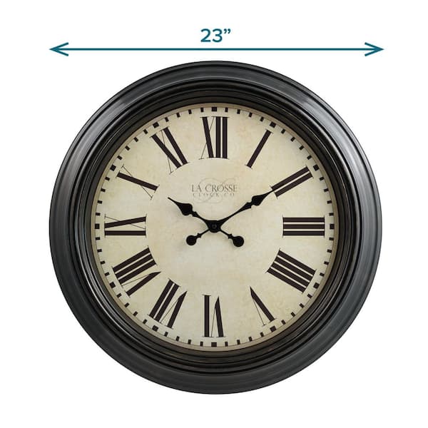 La Crosse Technology 23 in. Antique Bronze Dial Quartz Analog Wall