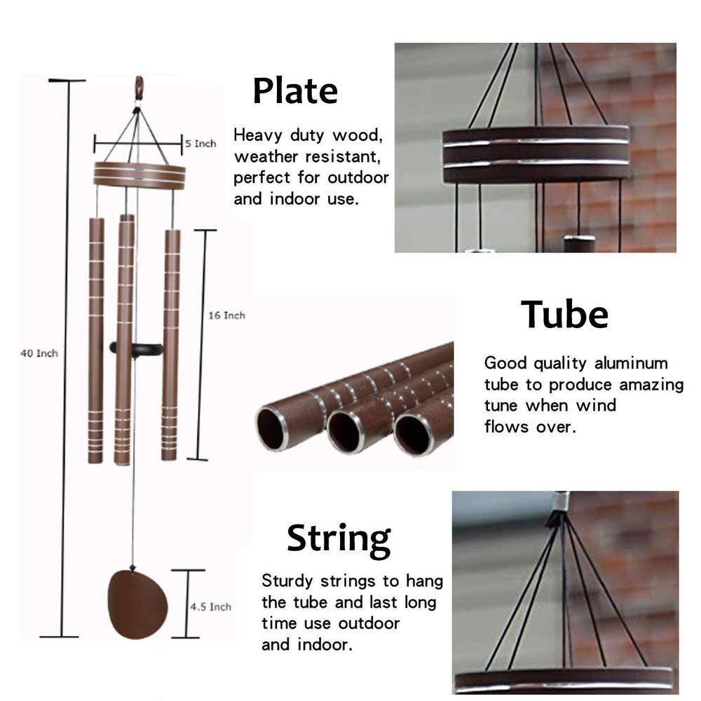 40-inch Brown Copper Vein Wind Chimes with Glossy Finish