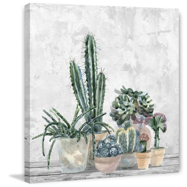 Unbranded "Succulent House Plants" by Marmont Hill Unframed Canvas Nature Wall Art 24 in. x 24 in.