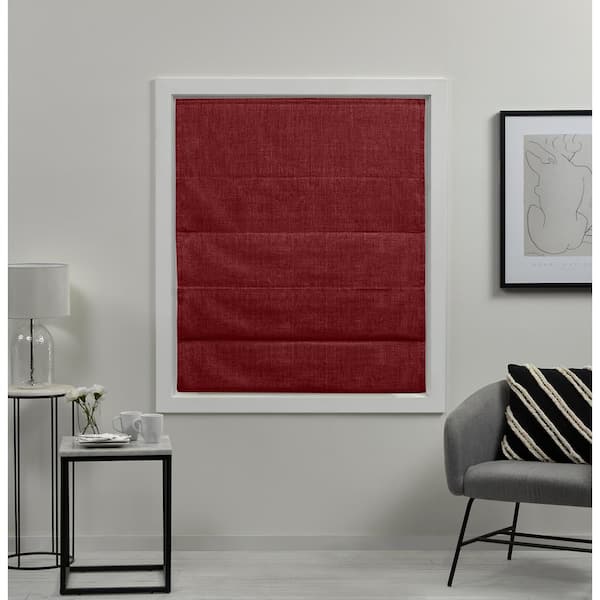 Acadia Red Cordless Total Blackout Roman Shade 34 in. x 64 in. L