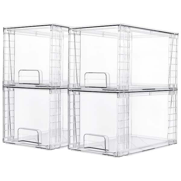 Clear 12in. x 7in. Acrylic Stackable Storage Drawers Set of 4 for Bathroom Closet Undersink Organization