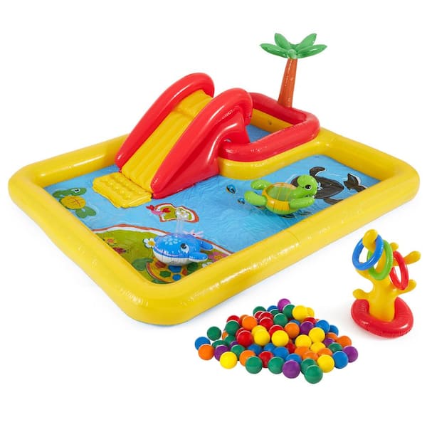 Intex Yellow Vinyl Inflatable Ocean Play Center Pool with Fun 