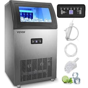 99 lb. / 24 H Freestanding Commercial Ice Maker with 22 lb. Storage Bin Stainless Steel ice Maker Machine in Silver