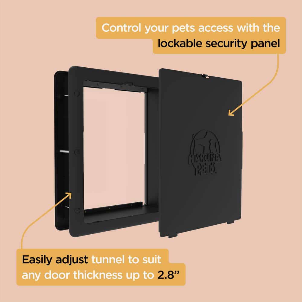 Medium Black ABS Pet Door with Lock for Cats and Dogs
