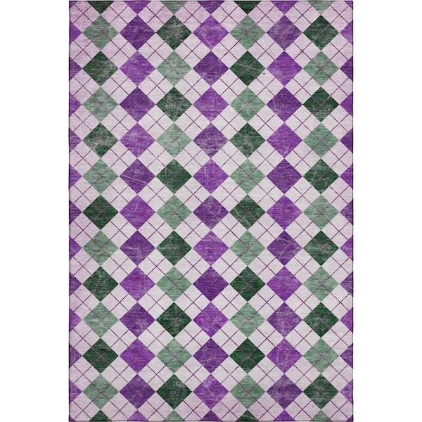 Mayfield Premium Machine Washable Abstract AMF2237 Purple 10 ft. x 14 ft. Area Rug