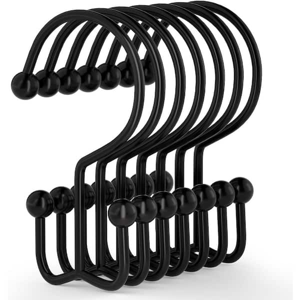 CLAVIE 12 -Piece Set of Metal Shower Curtain Rings/Hooks Shower Curtain Rings in Black