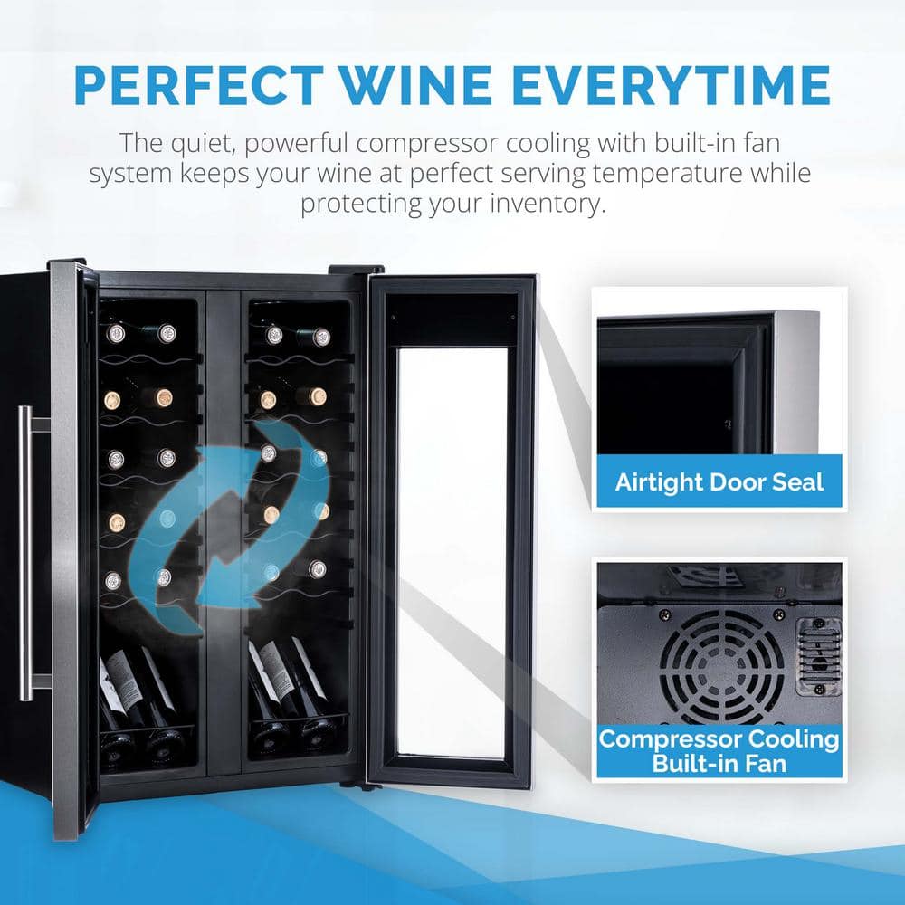 Newair 24-Bottle Stainless Steel Dual Zone Wine Fridge